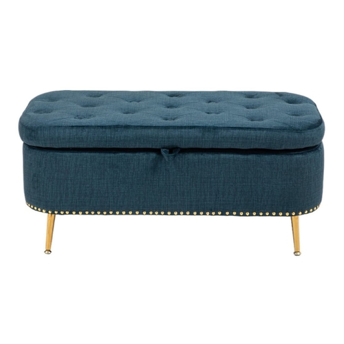 Gold Navy Upholstered Storage Bench JAYDEN CREATION Olga Navy 50