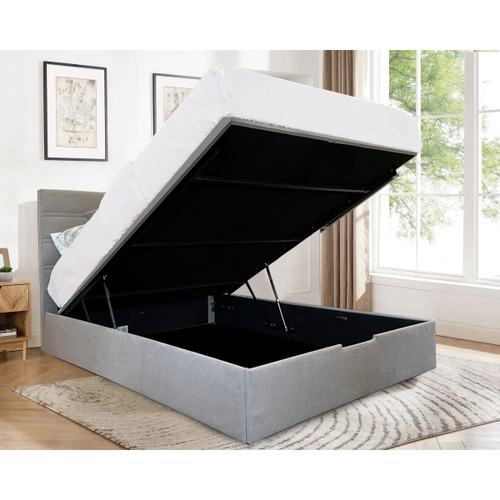 Lucentis Fabric Gas Lift Storage Platform Bed, Double, Grey