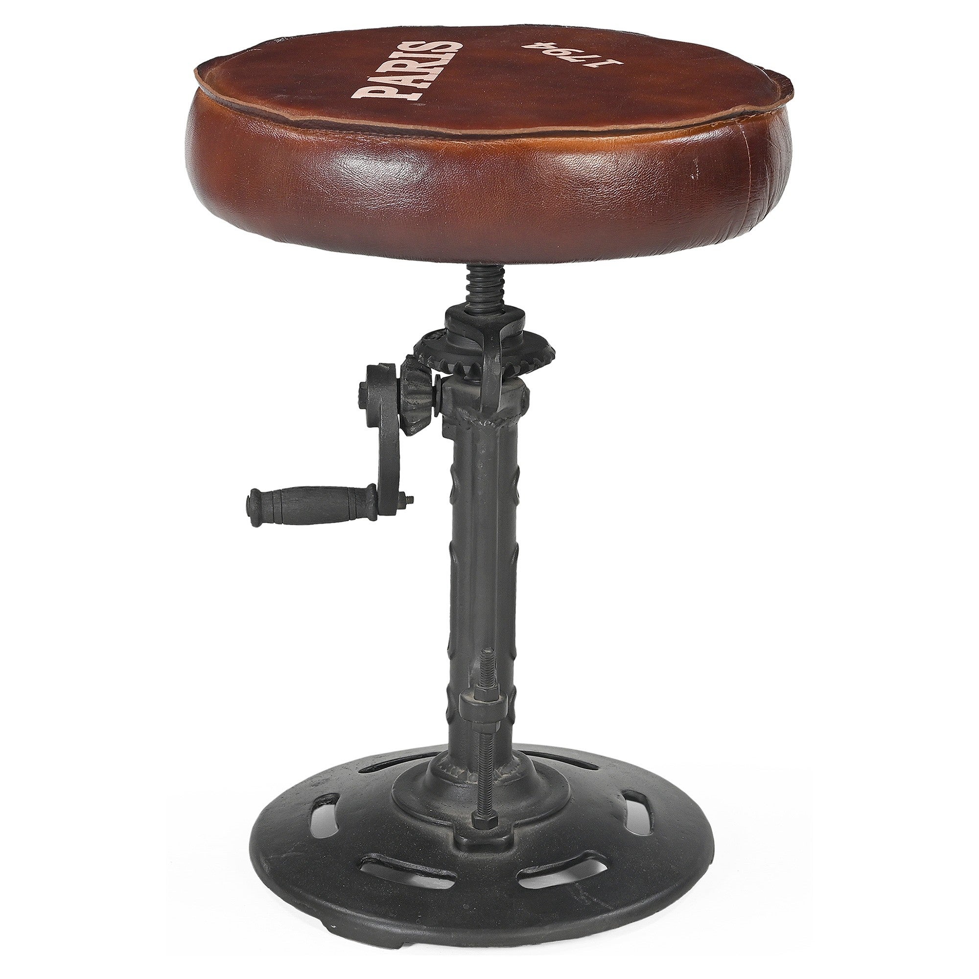 Paris Cast Iron Industrial Wind Up Counter Stool