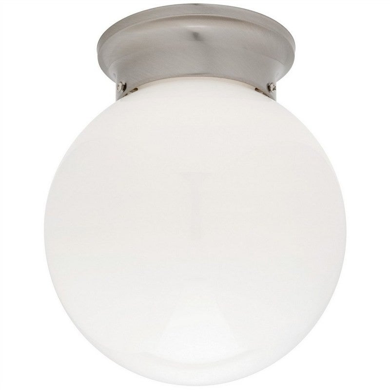 Opal DIY Ball Shade Batten Fix Ceiling Light 15cm Satin Nickel
