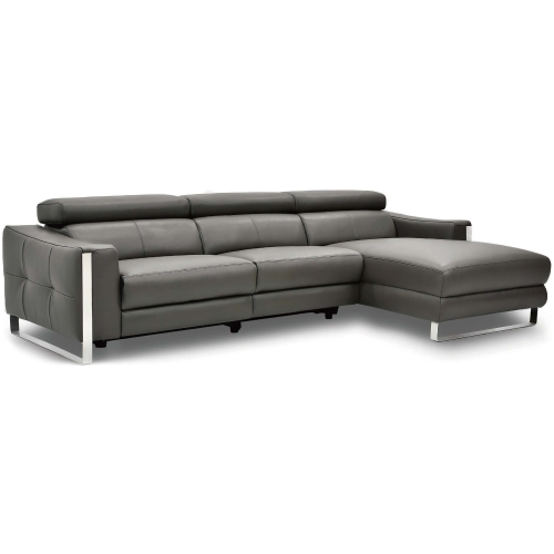 Matteo Leather Corner Sofa, Seater with RHF Chaise, Fossil Grey