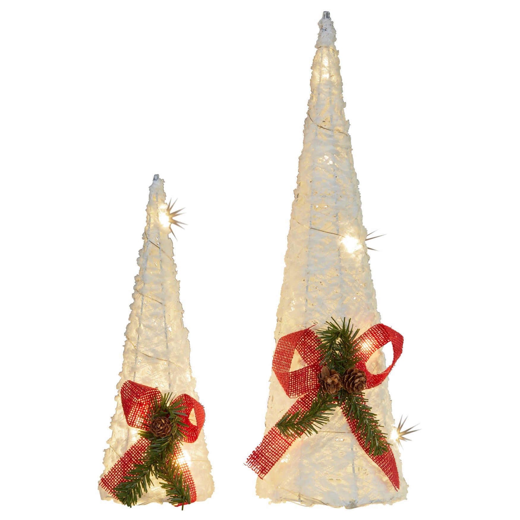 Apukka 2 Piece LED Light Up Cone Tree Christmas Ornament Set