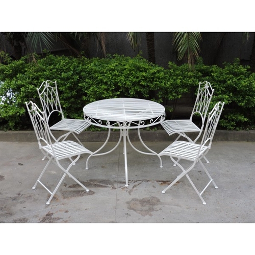 Albany Piece Iron Round Garden Table Set, 90cm - Main Image