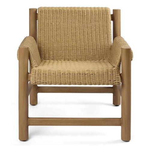 Riven Poly Rattan Metal Outdoor Occasional Chair, Natural