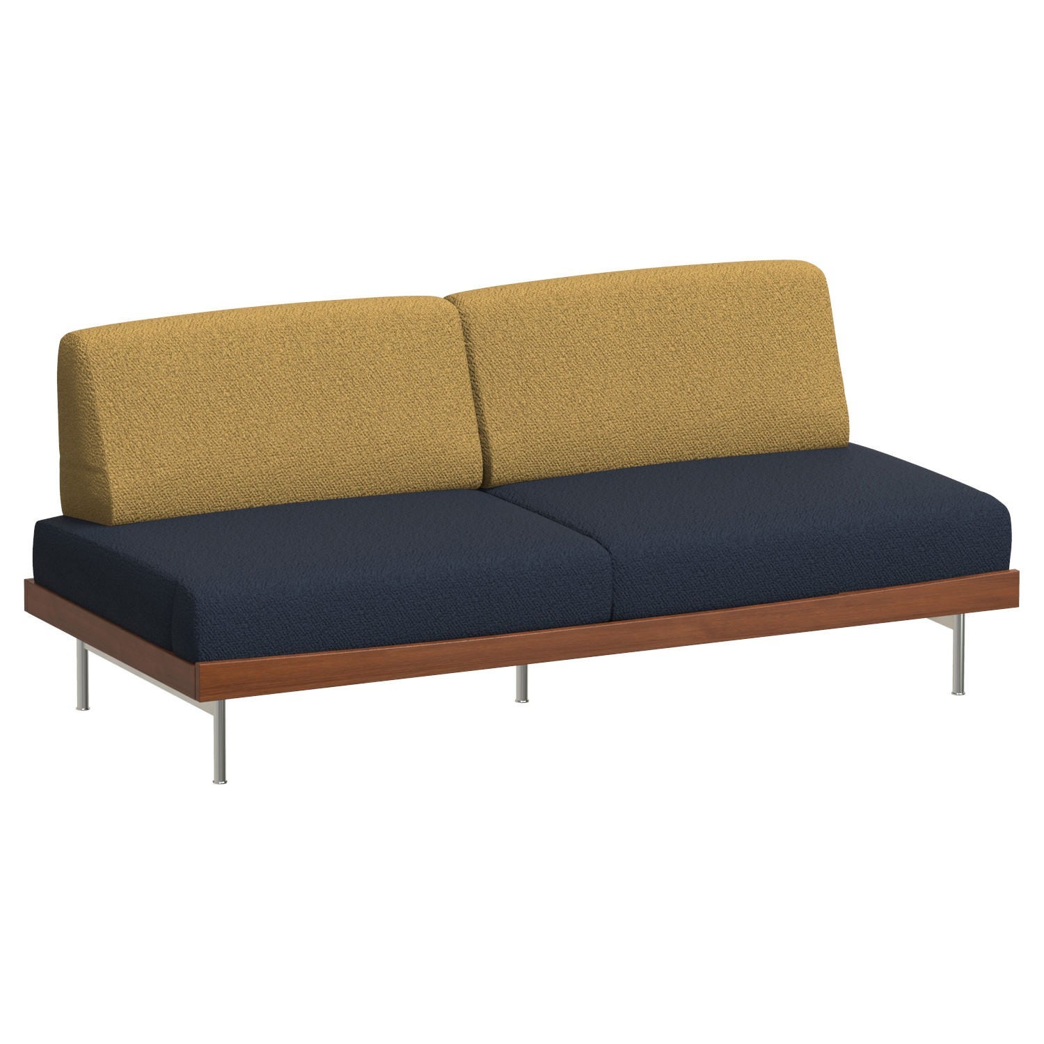Misaku Boucle Fabric & Bookwood Armless Sofa with Retractable Side