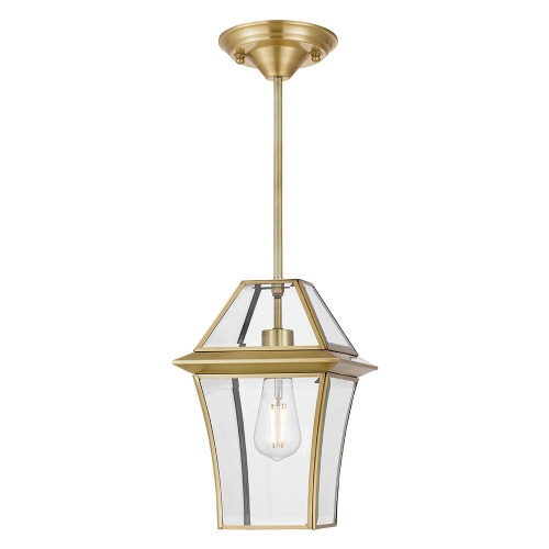 Rye IP44 Metal & Glass Indoor / Outdoor Pendant / Batten Fix Ceiling Light, Small, Brass