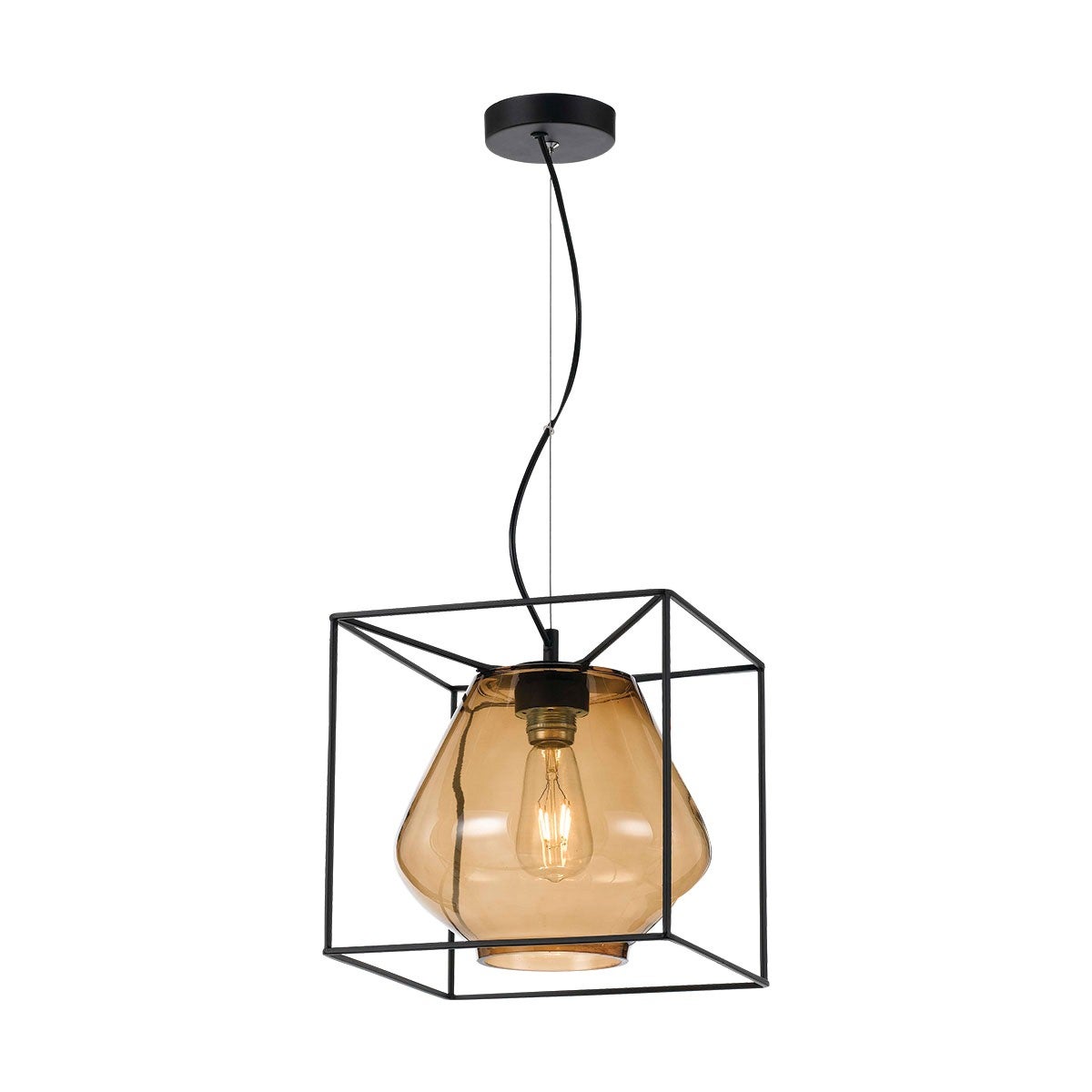 Black metal and glass deals pendant light