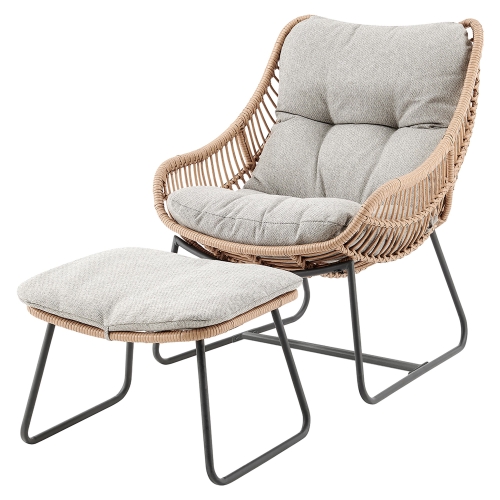 Hattie Outdoor Lounge Chair Footstool Set