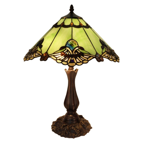 Benita Tiffany Style Stained Glass Table Lamp, Jade, Large