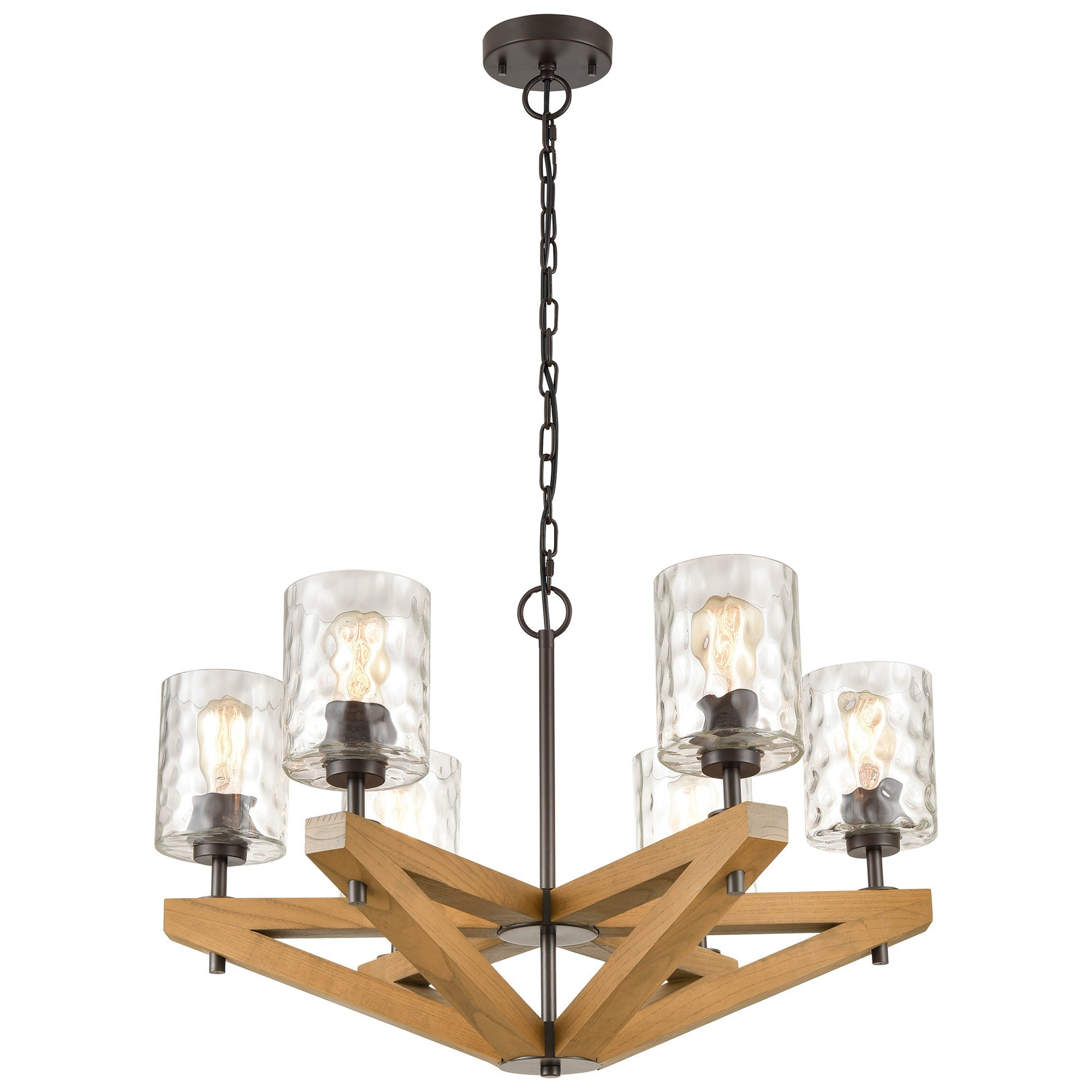 Glass and natural wood pendant deals light