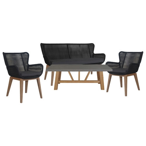 Walmer Piece Rope Eucalyptus Timber Outdoor Lounge Set, 3+