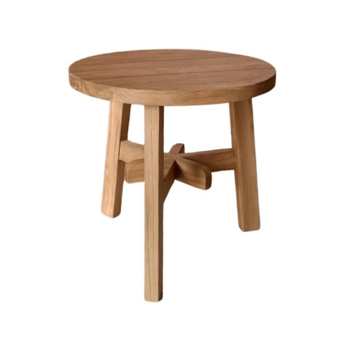 Denmark Reclaimed Teak Timber Round Side Table Stool, Natural