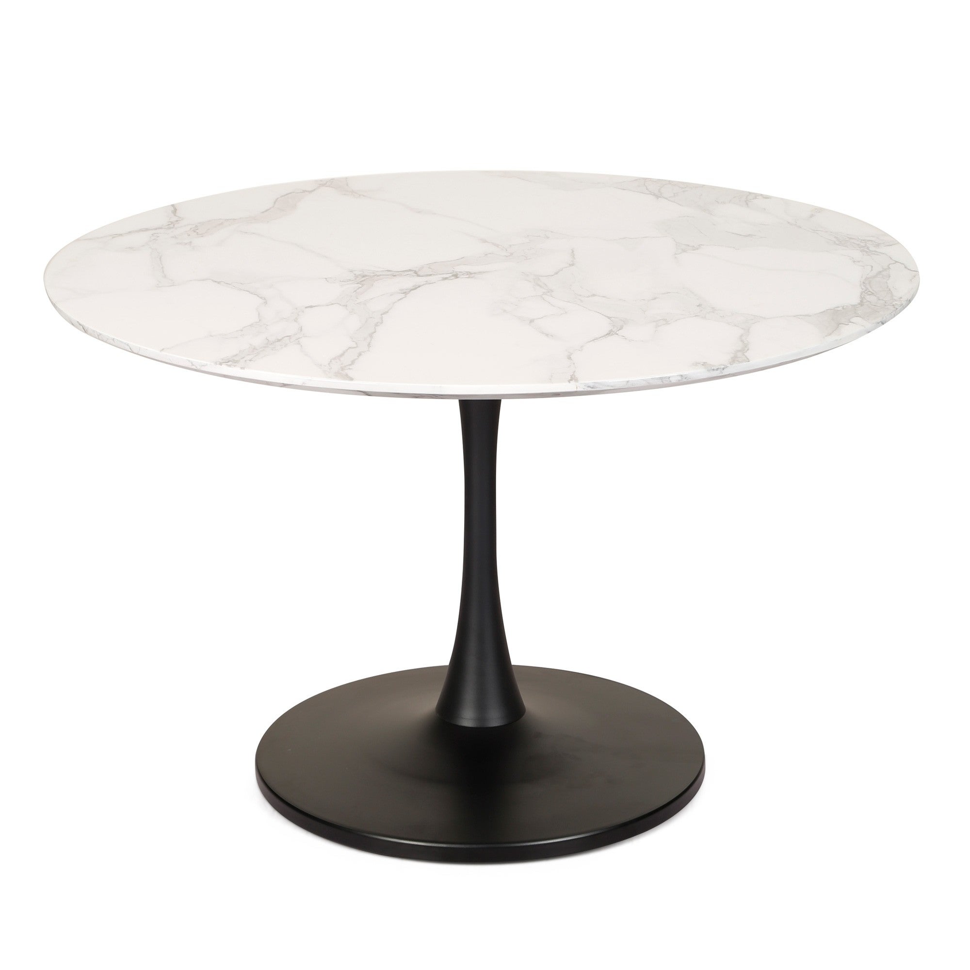 120cm Round Dining Table  Hanaya Marble Effect Round Dining Table 120cm -  White