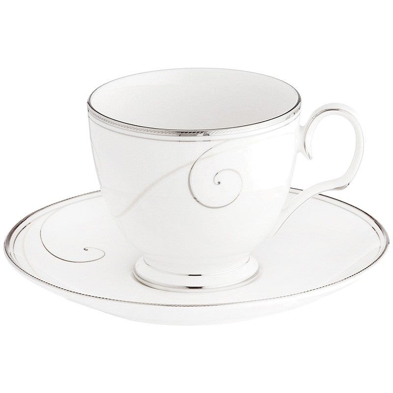 Noritake Platinum Wave Fine China Teacup and Saucer