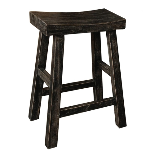 Tianshou Reclaimed Elm Timber Counter Stool, Distressed Black