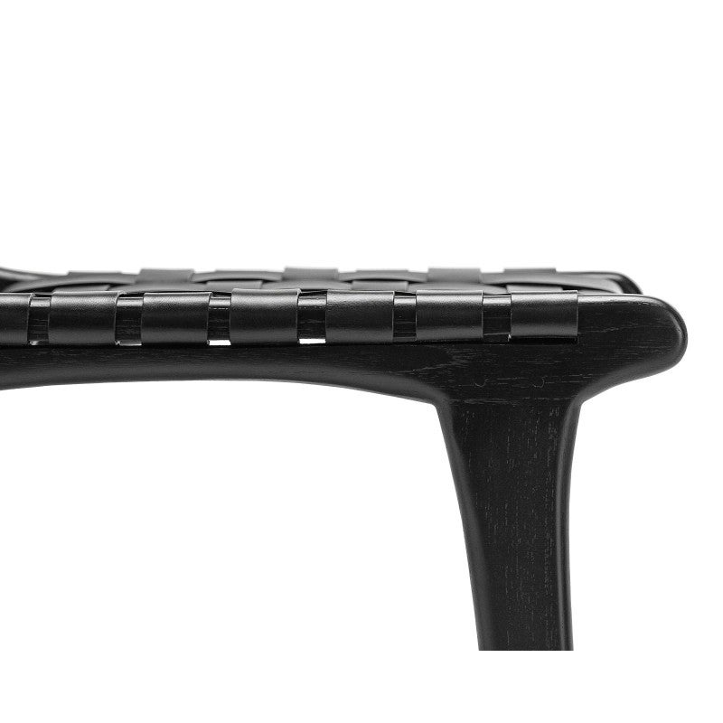 Lazie Woven Leather & Teak Dining Chair, Set of 2, Black