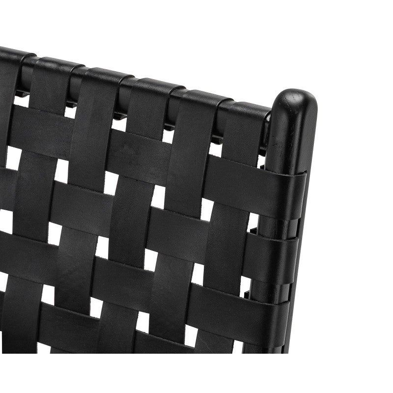 Lazie Woven Leather & Teak Dining Chair, Set of 2, Black