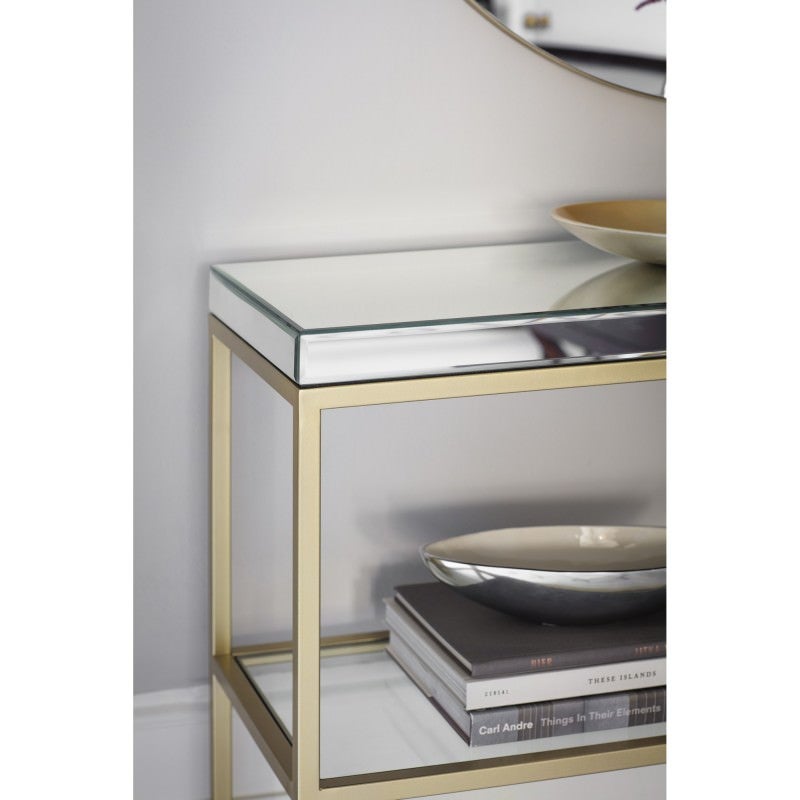 Parker Mirror & Metal Console Table, 120cm, Champagne