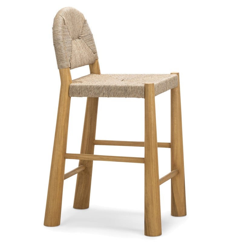 Caliste Woven Rope & Teak Timber Indoor / Outdoor Arch Counter Stool