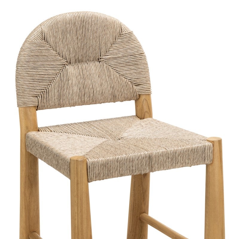 Caliste Woven Rope & Teak Timber Indoor / Outdoor Arch Counter Stool