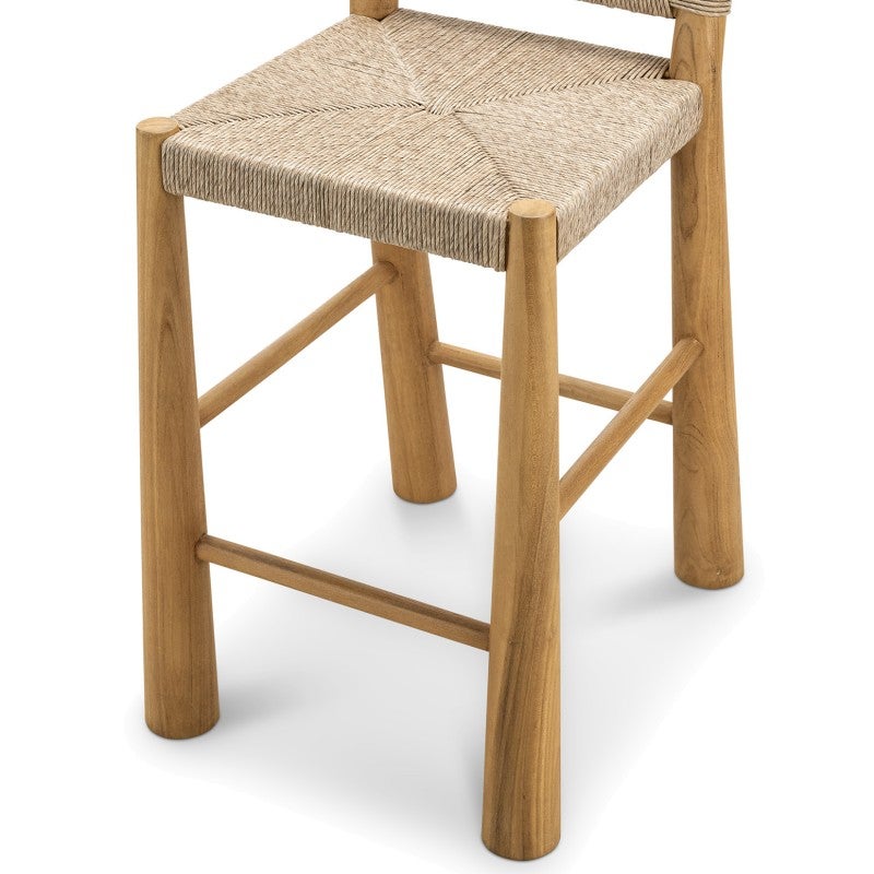 Caliste Woven Rope & Teak Timber Indoor / Outdoor Arch Counter Stool