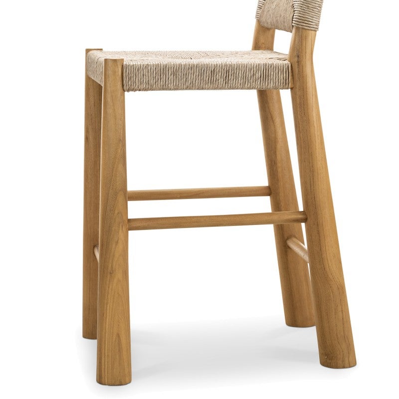 Caliste Woven Rope & Teak Timber Indoor / Outdoor Arch Counter Stool