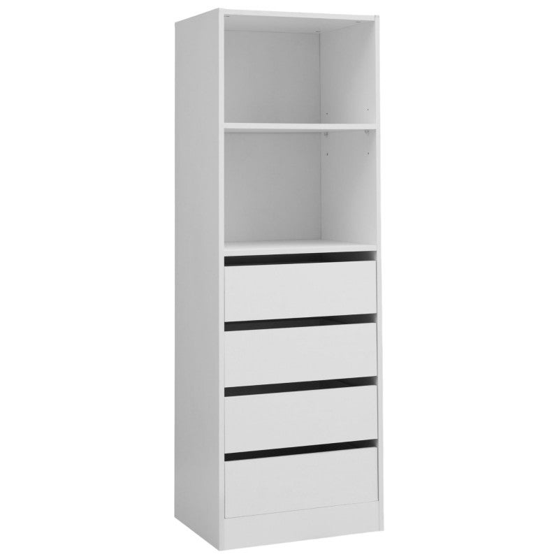 Mission Wardrobe Open Shelf Insert with 4 Drawers, White