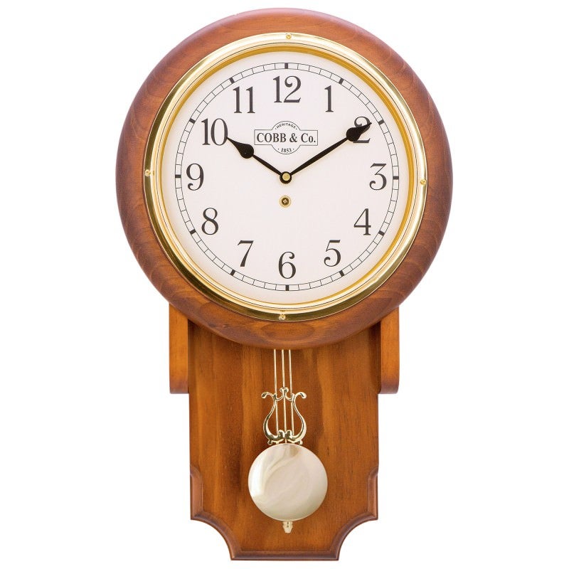Cobb & Co. Pendulum Chime Wall Clock, Arabic Numerals, Medium, Satin