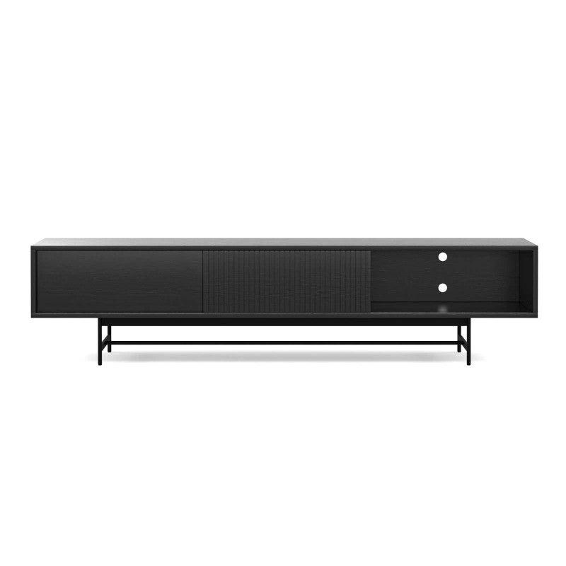 Arae American Oak Sliding Door TV Unit, 210cm, Black