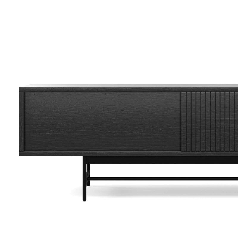 Arae American Oak Sliding Door TV Unit, 210cm, Black