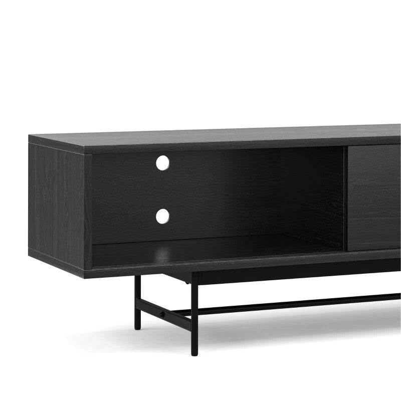Arae American Oak Sliding Door TV Unit, 210cm, Black