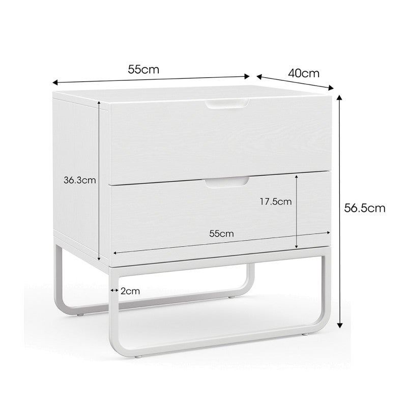 Dante American Oak Bedside Table, White