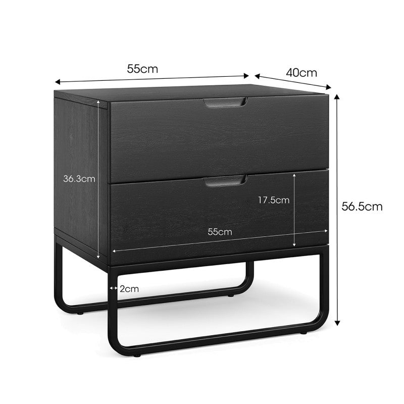 Dante American Oak Bedside Table, Black