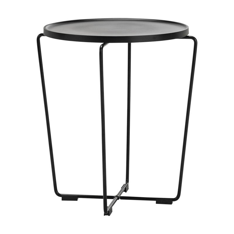 Javi Wood & Metal Round Tray Top Side Table, Black