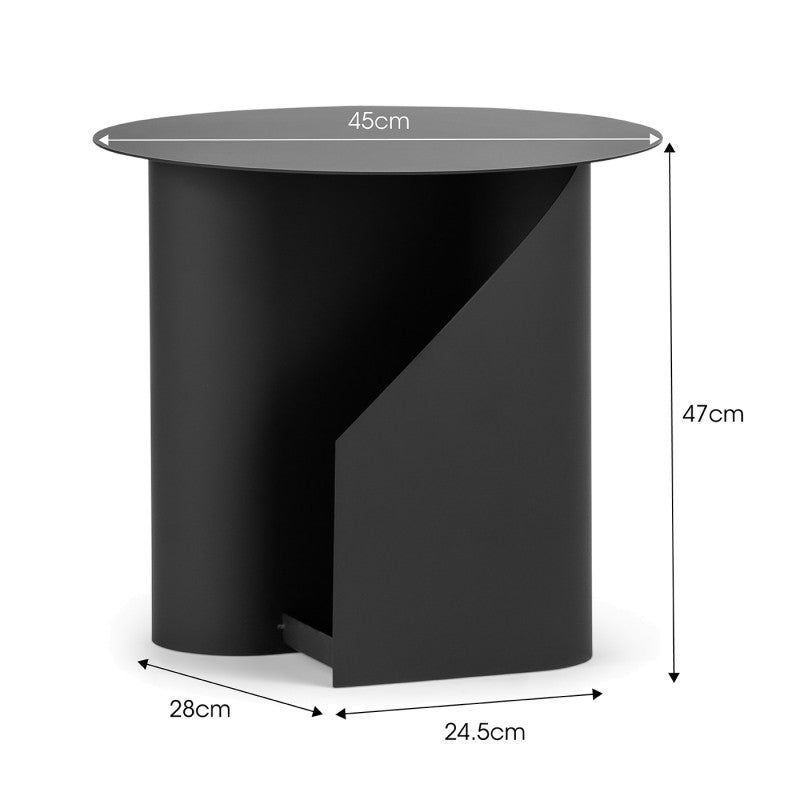 Zeke Steel Round Side Table, Black