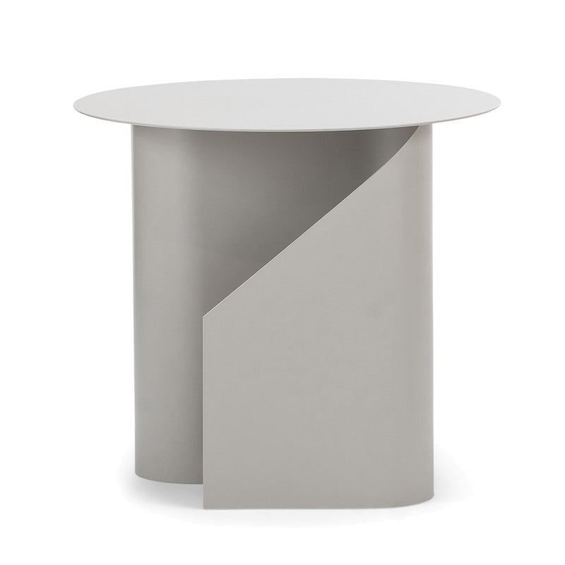 Zeke Steel Round Side Table, Dove Grey