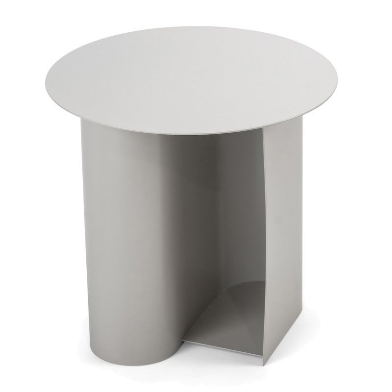 Zeke Steel Round Side Table, Dove Grey