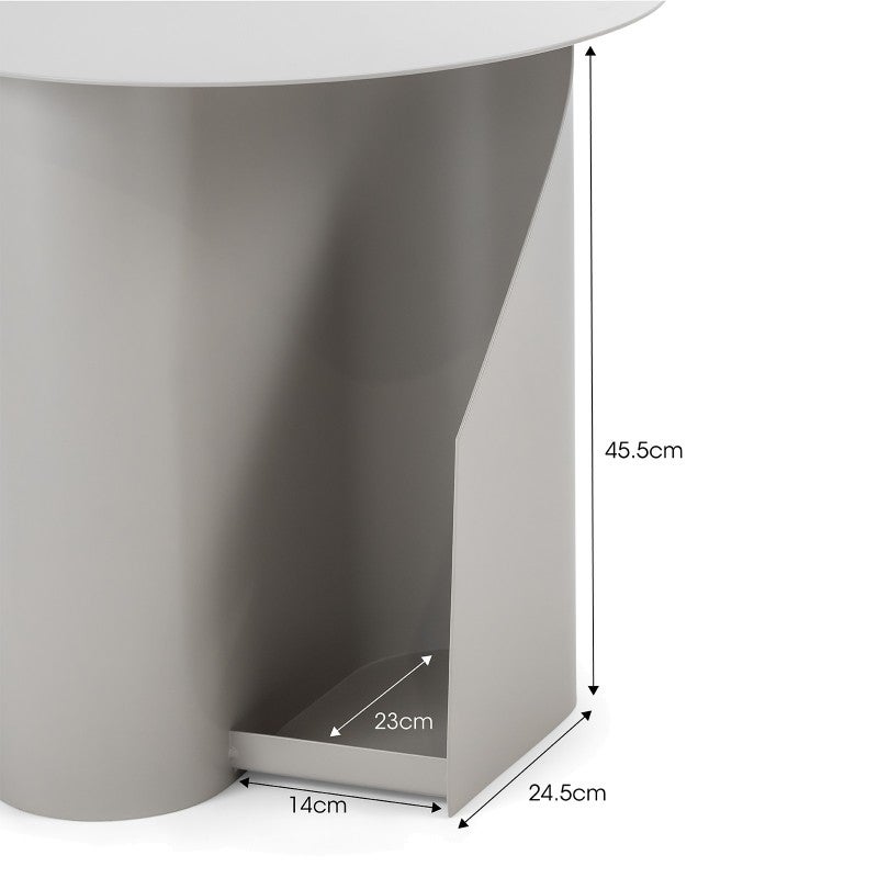 Zeke Steel Round Side Table, Dove Grey