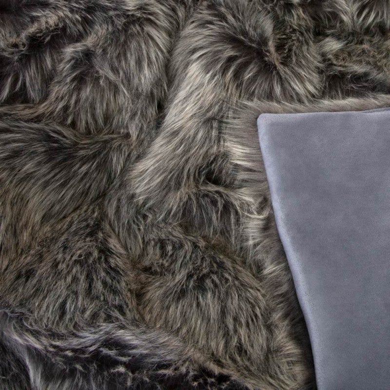 Grey Wolf Faux Fur Throw, 160x130cm
