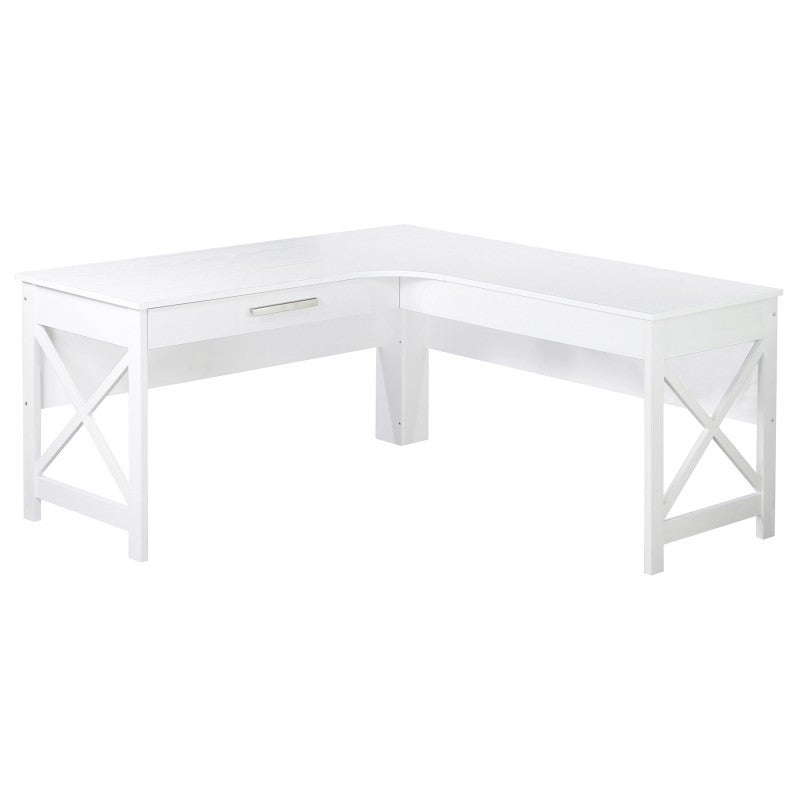 Erie Farmhouse Corner Desk, 158cm, Distressed White