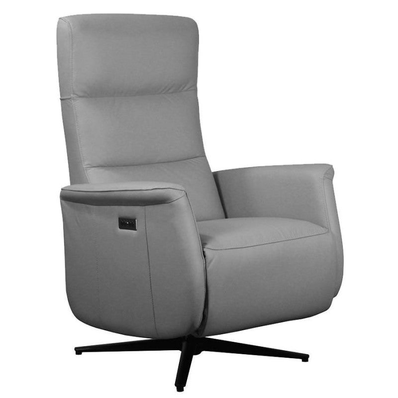 Alton Leather Swivel Electric Recliner Armchair, Light Grey