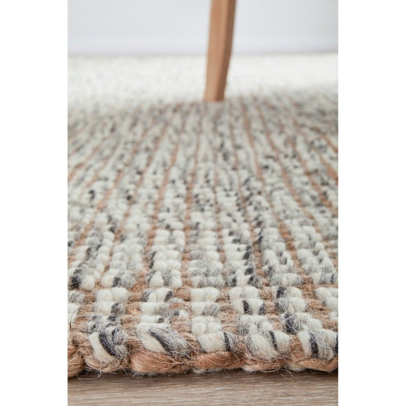 Arabella Hand Loomed Wool & Jute Rug, 400x300cm, Grey / Natural