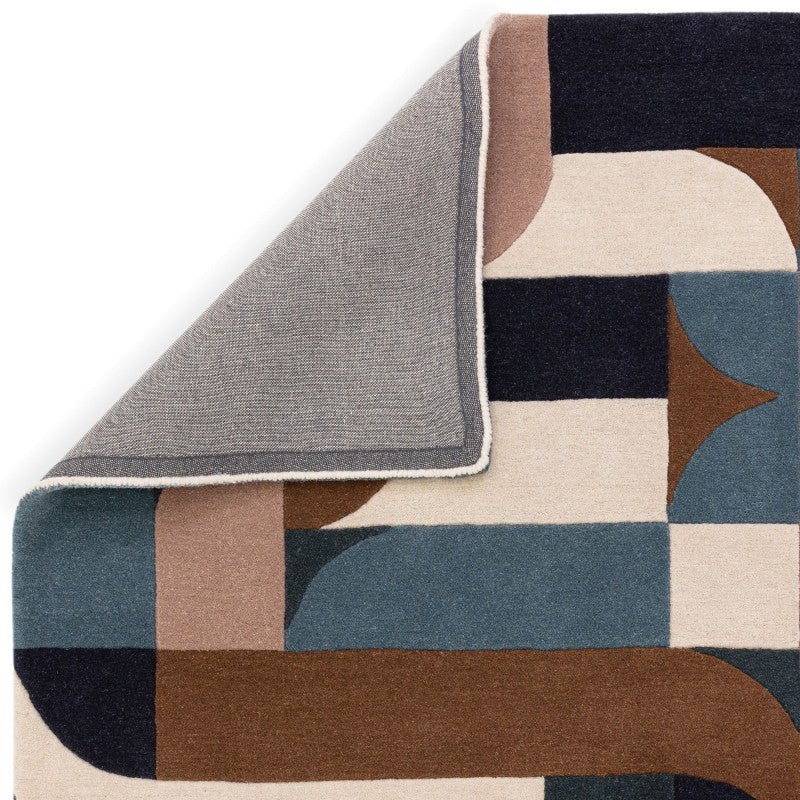 Asiatic Matrix Klotski Hand Tufted Designer Wool Rug, 160x230cm, Teal