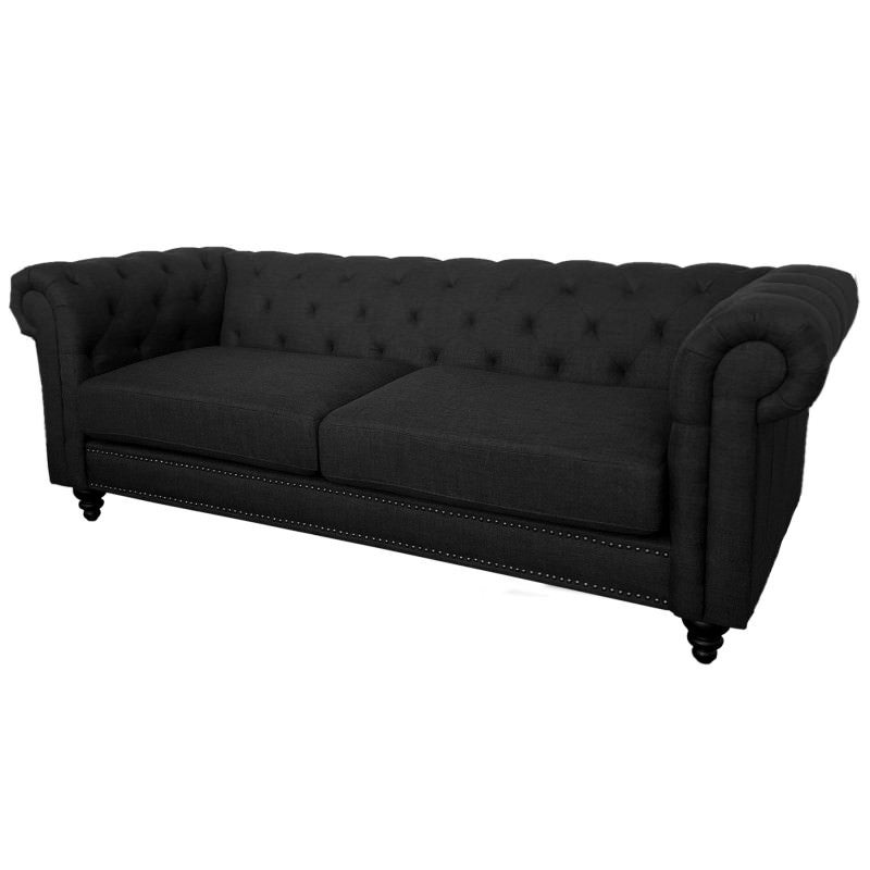 Charles Fabric Chesterfield Sofa, 3 Seater, Charcoal