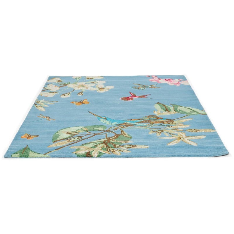 Weegee Rug Wedgwood Hummingbird Hand Tufted Designer Wool Rug, 350x250cm, Blue