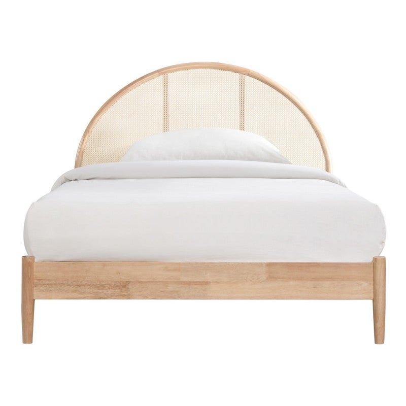 Avery Arch Timber & Rattan Platform Bed, King Single