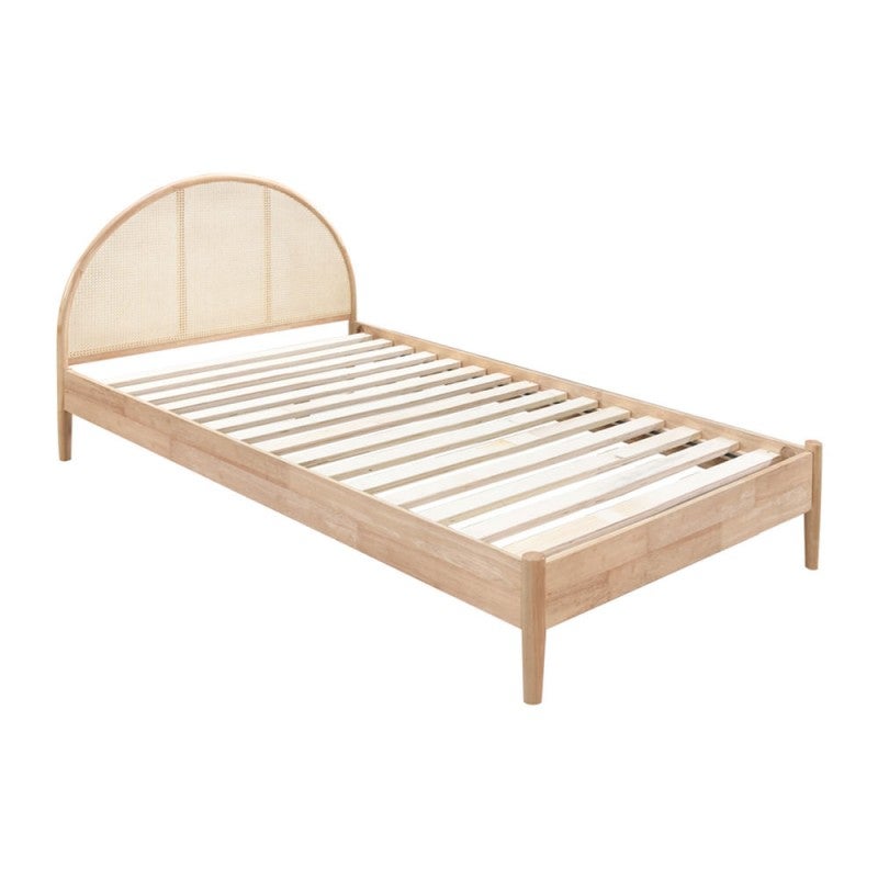 Avery Arch Timber & Rattan Platform Bed, Single