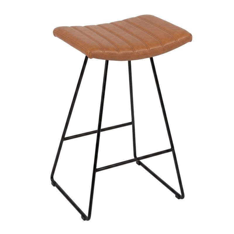Bob PU Leather Counter Stool, Tan / Black