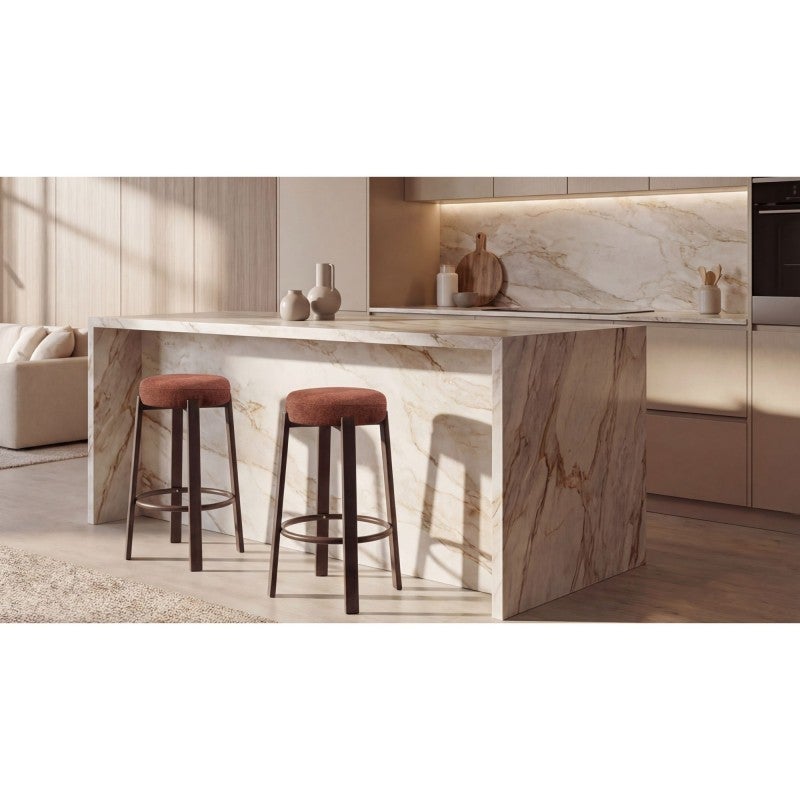 Rust Counter Stools Boden Chenille Fabric & Metal Counter Stool, Rust / Walnut