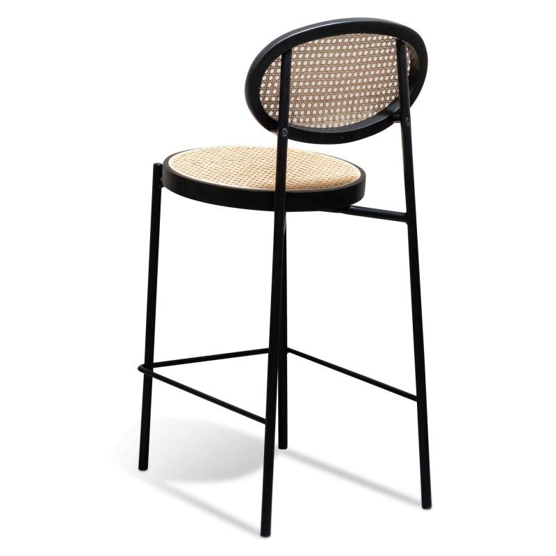 Loritta Rattan & Steel Counter Stool, Rattan Seat, Set of 2